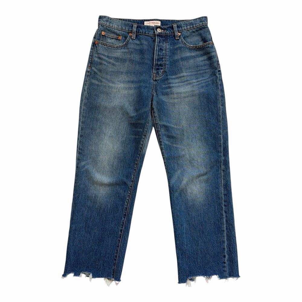 Lucky Brand Jeans Womens 6/28 90s Loose Hi-Rise Crop Frayed Hem Button Fly Hemp